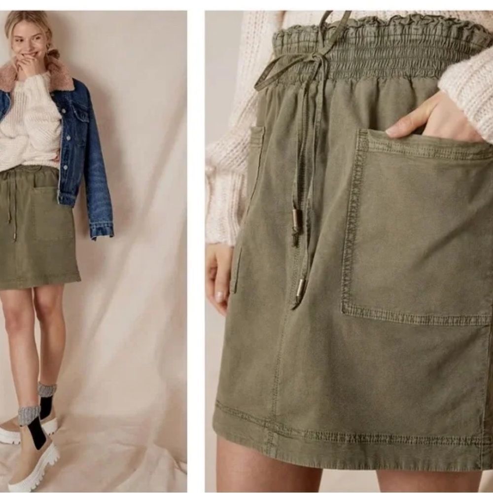 Anthropologie Green utilitarian skirt size MP - Picture 2 of 10